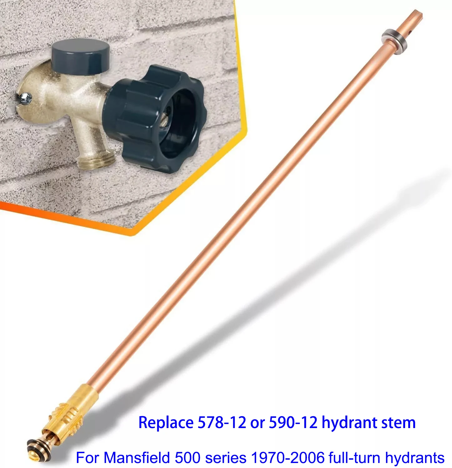 

123-0095 500 Series Mansfield Style Stem Assembly Replace for Pier for 12-Inch Sillcock ASFP (Overall Length 16") 578-12 590-12