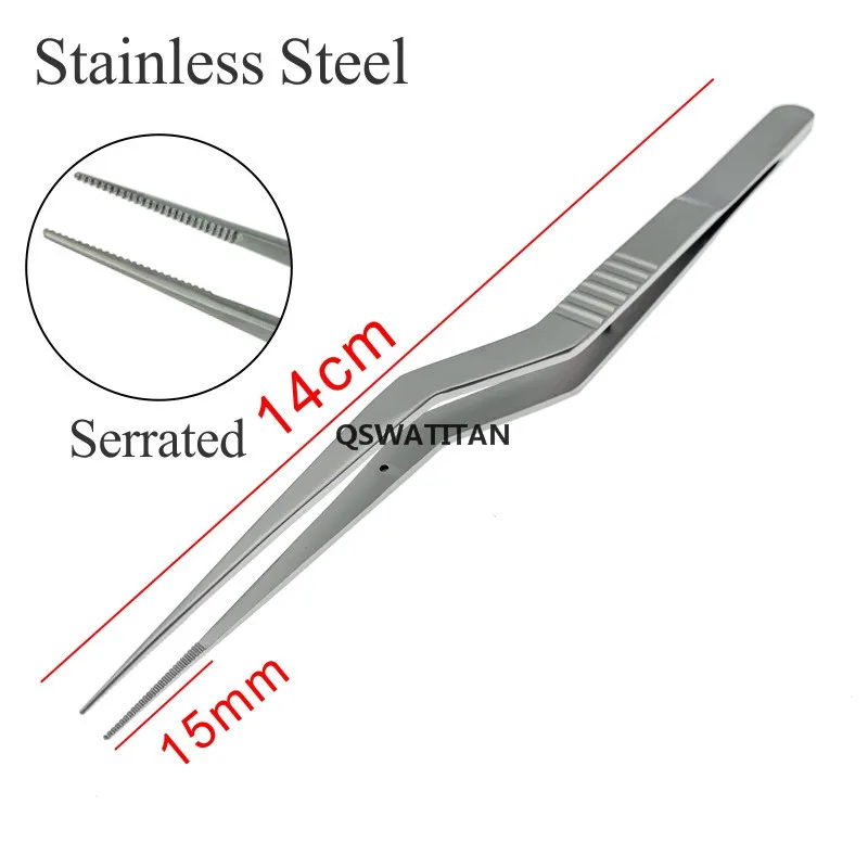 14cm Titanium Stainless Steel Tissue Forceps Plastic Serrated Tip Ophthalmic Eye Micro Surgical Instrument