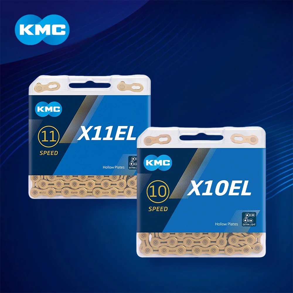 KMC X Series 10/11 Speed Half-Hollow Bike Chain, Titanium Gold Universal MTB Road Folding Bicycle Chain, Lightweight Durable Ant