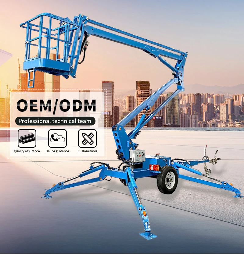 Customized 18m Tow Behind Man Trailer Mounted Boom Lift Table Telescopic Spider Hydraulic Articulating Cherry Picker Boom Lift