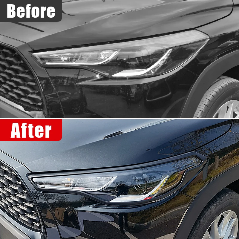 ABS Car Front Headlight Lamp Eyebrow Eyelids Trim Cover Stickers Accessories For Toyota Corolla Cross XG10 2021 2022 2023 Hybrid