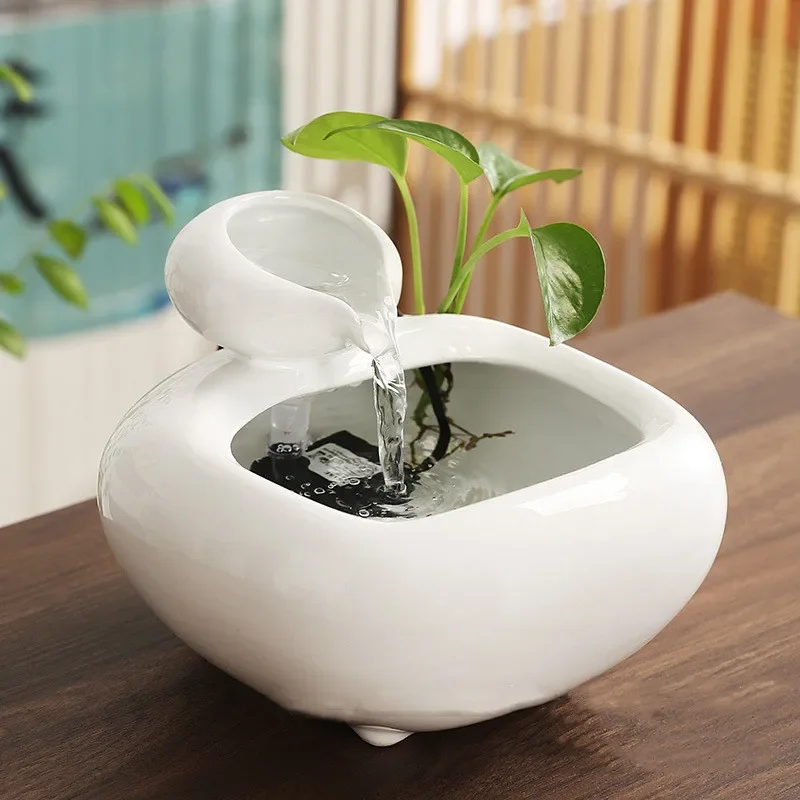 Drinker for Cats Ceramic Pet Water Fountain Indoor Decor Dog Drinking Bowls Desktop Waterfall Automatic Dog Bowl Cat Accessories