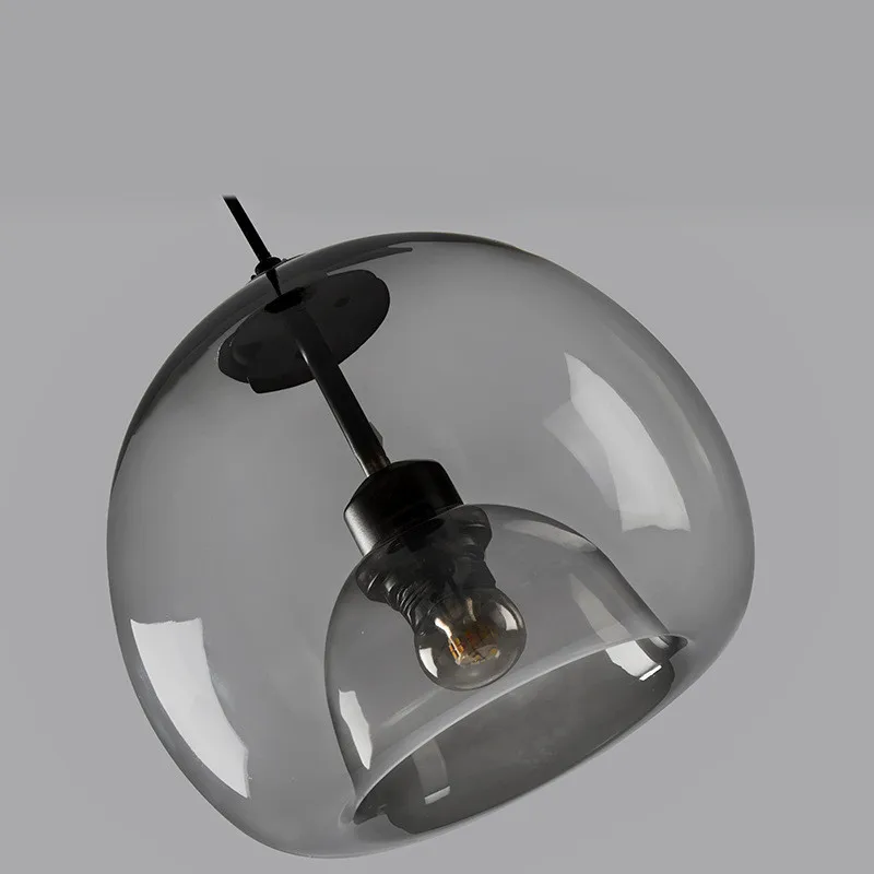 Nordic Glass Pendant Light for Kitchen Island Chandelier Smoke Gray Hanging Lamp for Living Room Dining Room