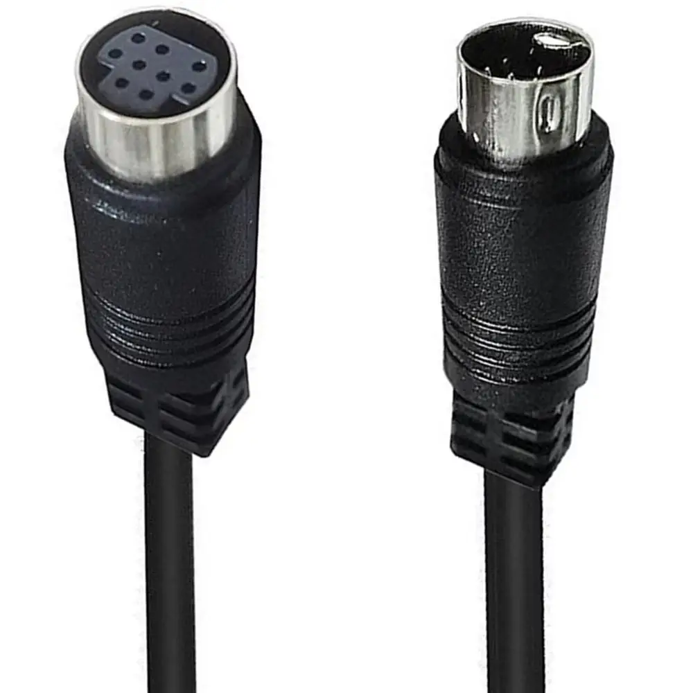 New Male to Female Mini DIN 9-Pin Cable 90 Degree Bend Multiple Sizes S-Video Cable PVC Durable AV Cable TV Receiver