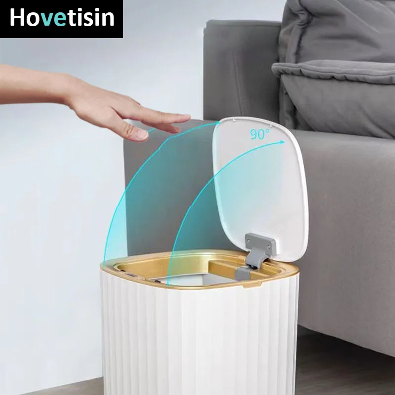 Wastebasket Automatic Sensor Trash Can Smart Dustbin Luxury Bathroom Toilet Trash Bin with lid Electric Kitchen Garbage Bin Dump