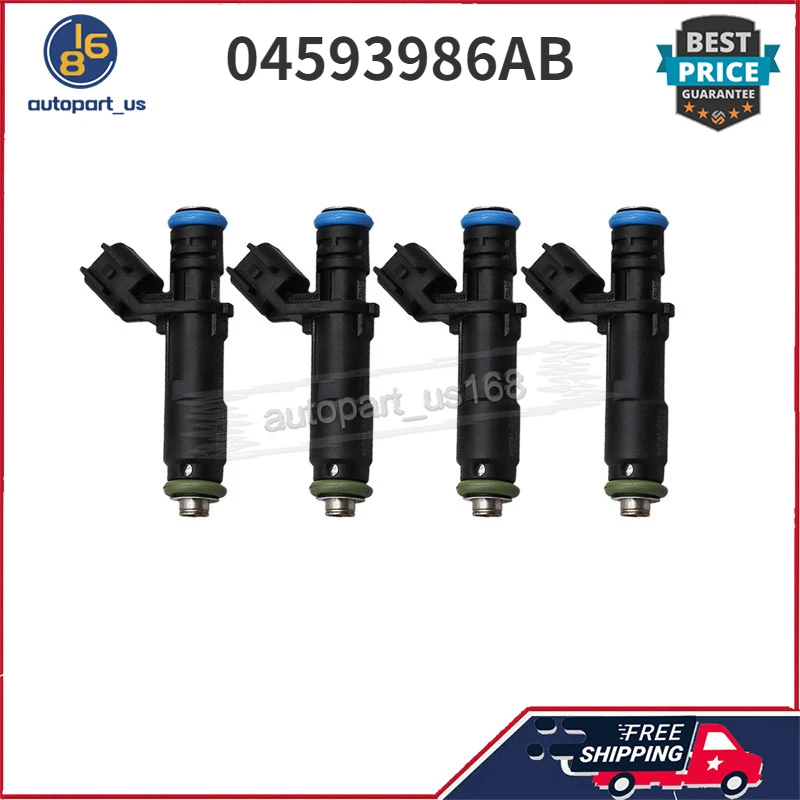 

4Pcs Fuel Injector 04593986AB 4593986AB For Fiat 500X Chrysler 200 Jeep Compass Cherokee Renegade Ram ProMaster City Dodge Dart