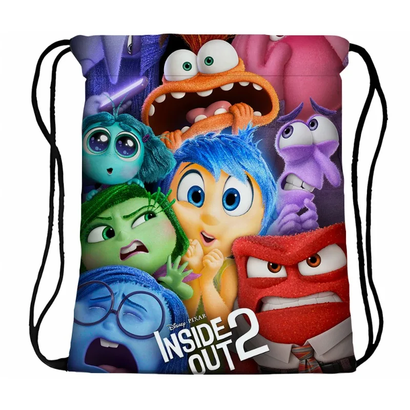 Disney Inside Out 2 Draw String Backpack Kids Anime Cute Drawstring Bag Children Casual Accessories Cartoon Cute Storage Pouch