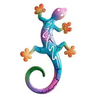 New Metal Gecko Wall Art Colorful Lizard Wall Decor Hollow Gecko Sculpture Fence Decor For Tree Trunk Fence Wall Front Door