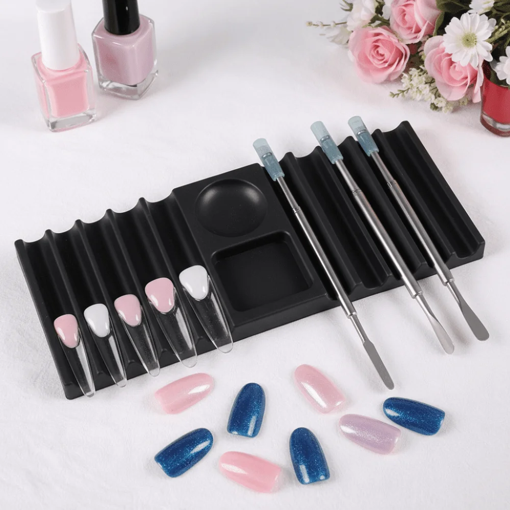 Multi-purpose Dual Form Holder 10-Compartment with Color Palette Plastic Pen Stand Nail Brush Holder UV Gel Brush Display