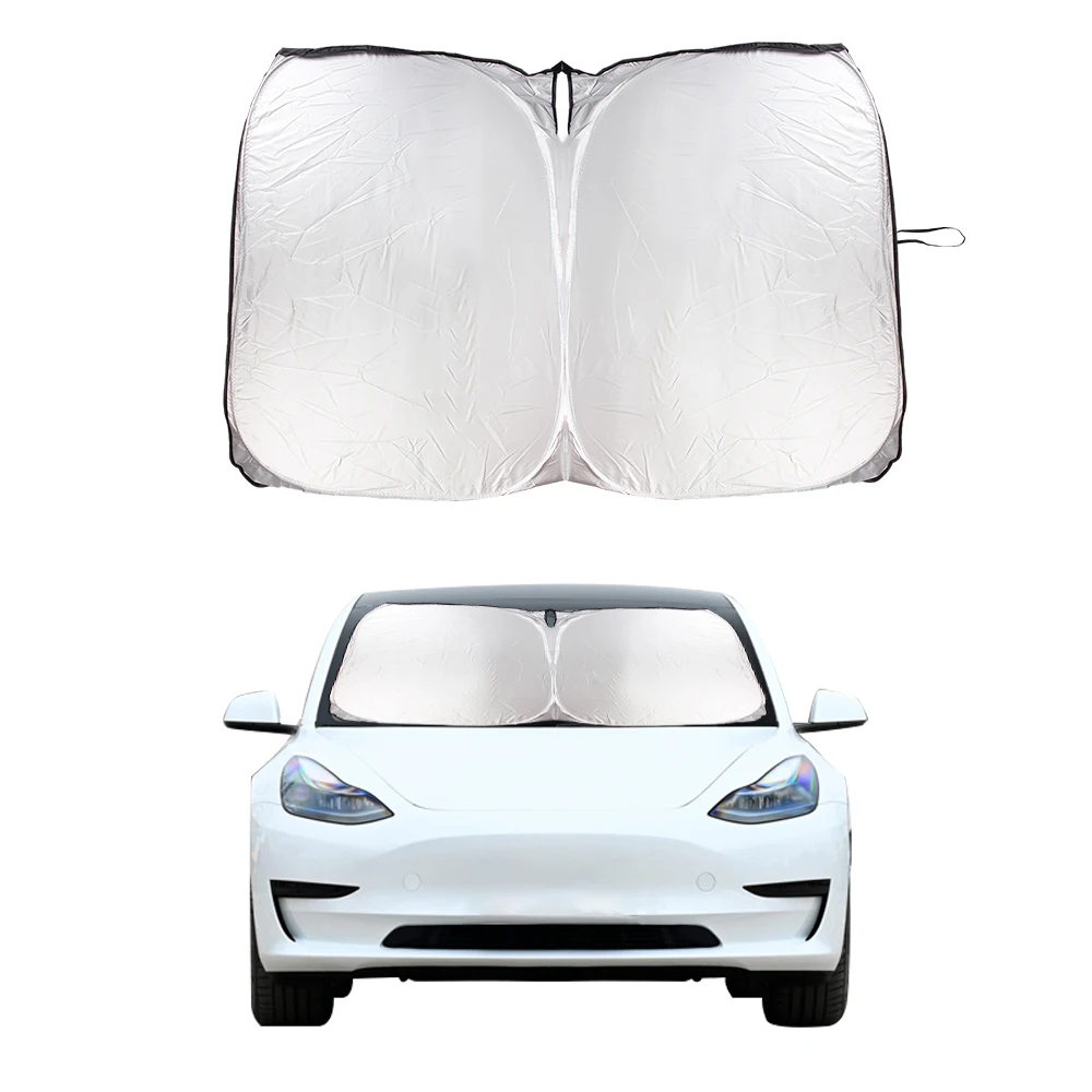 Car Sun Visor Sunshade Foldable Windshield Sun Shade Covers Window Sunscreen Parasol Interior Accessories For Tesla Model 3 Y