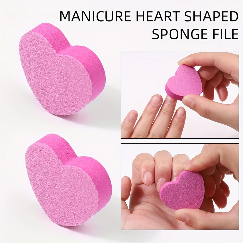 

50 шт. мини-пилочки для ногтей без запаха в форме сердца, губчатые буферы для инструментов для маникюра и педикюра
