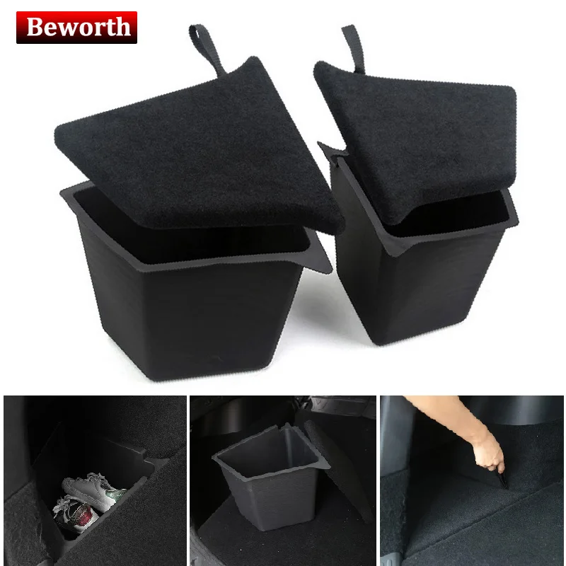 

Rear Trunk Side Storage Bin for Tesla Model Y 2023 Cargo Organizer Bucket Left Right Tray Stowing Tidying Packet TPE Box & Lids