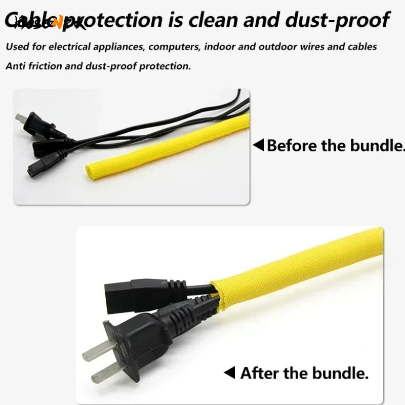 1-10M Self Closing PET Braided Expandable Cable Sleeve 3-19/25/30/38mm Sizes Flame Retardant Wire Protection Blue Black White