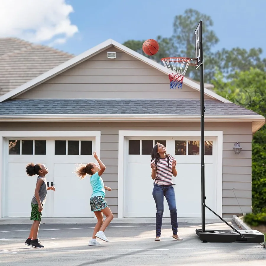 Tragbarer Basketballkorb mit höhenverstellbarem Design-Rückwand mit befüllbarer Basis und 2 Rädern für den Außenbereich, ideal für Teenager