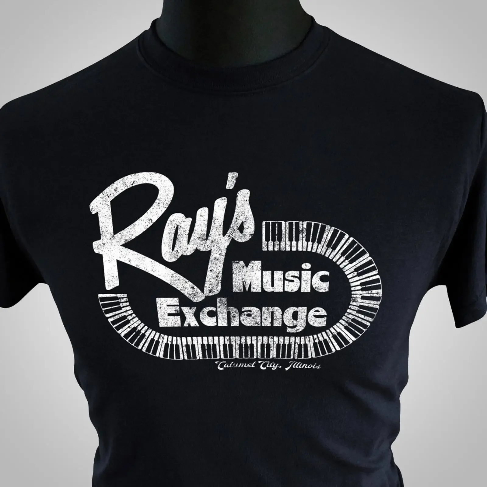 Rays Music Exchange T Shirt Black vintage Washed fashion streetwear Stretched Comfortable Slightly Casual Top For Everyday Wear