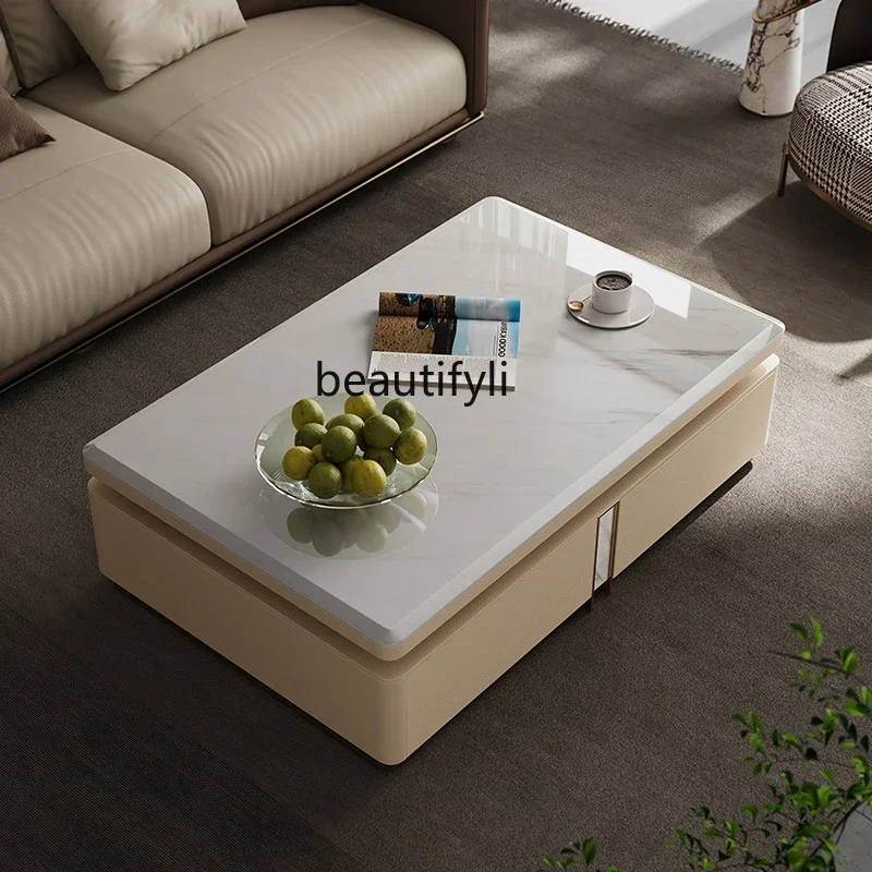 

D80 Modern natural marble coffee table living room home new rectangular coffee table