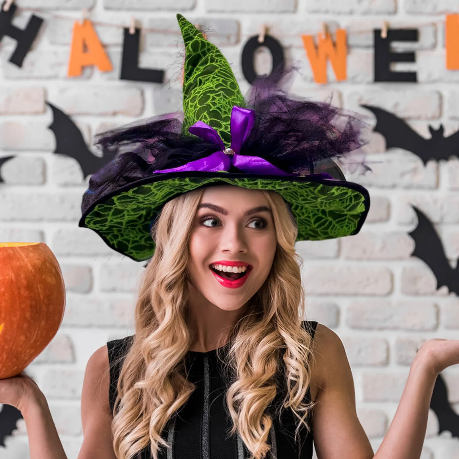 قبعات حفلات الهالوين التنكرية للأطفال والكبار - أغطية رأس على شكل يقطين شبح الساحرة لأحداث المنزل المسكون، دعائم الاحتفالات تحت عنوان