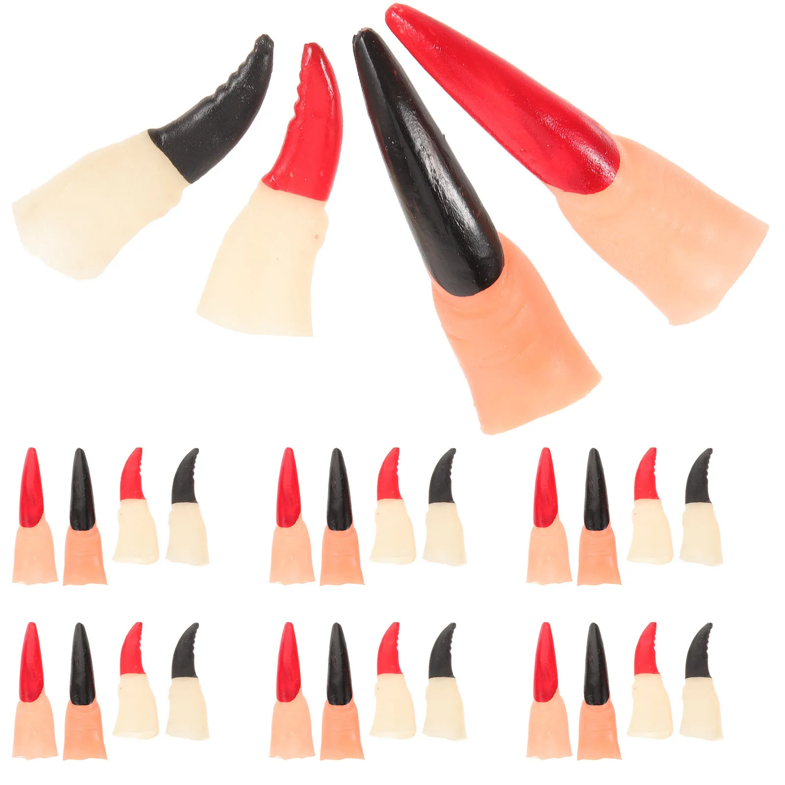 40 szt. Sztuczne palce czarownicy do cosplayu, długie tipsy na paznokcie, paznokcie na Halloween, straszne rekwizyty na imprezę, żarty, palce czarownicy, sztuczne palce