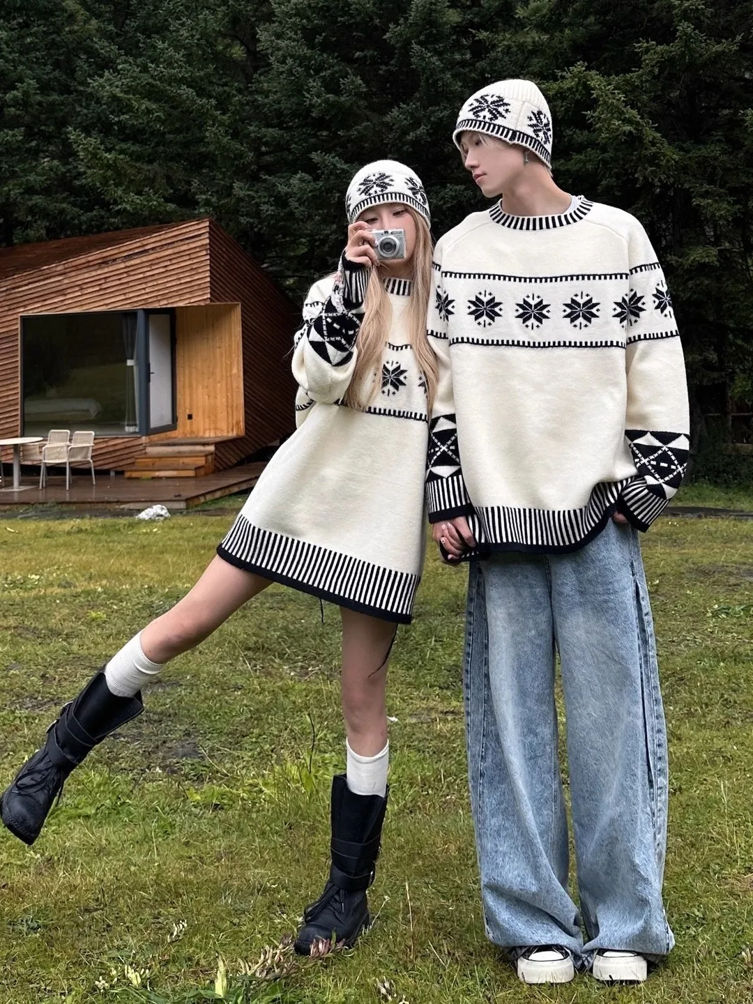 

Winter Warm All-Match Knitted Sweater Long Sve Diamond Pattern Men's Women's Faionable Casual Sle Comfortable Loose Fit