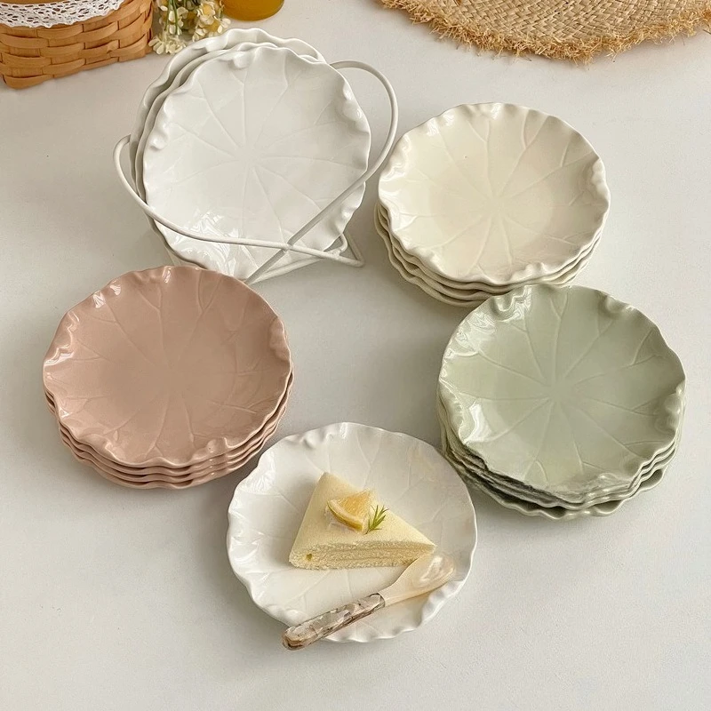 

Creative Ruffle Tableware 6 Inch Small Plate Cold Dish Ceramic Breakfast Plate Advanced Dim Sum Cake Plate Fruit Dessert Plates