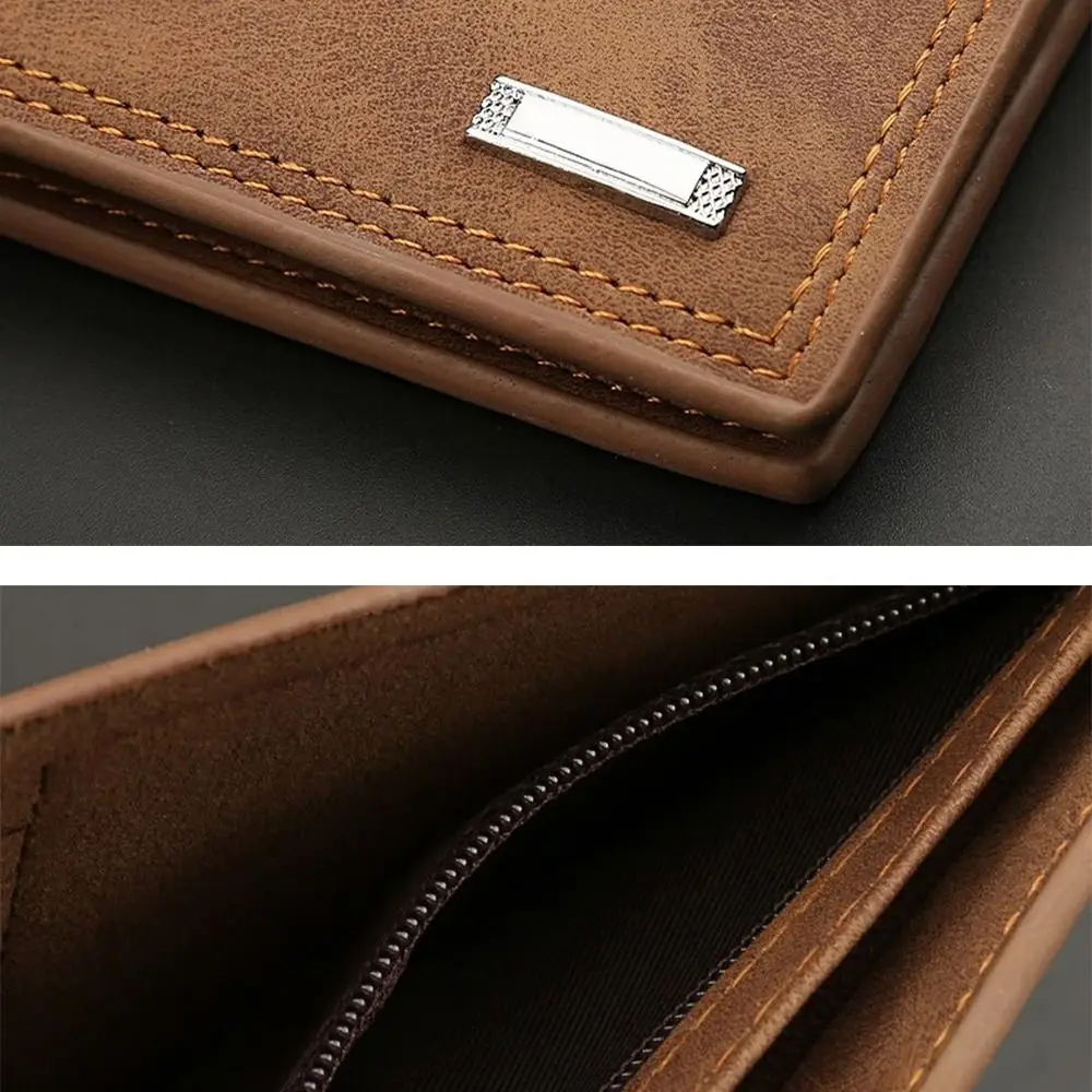 PU Leather Short Wallet Fashion Solid Multicapacity Leather Wallets Minimalist Coin Bag Men