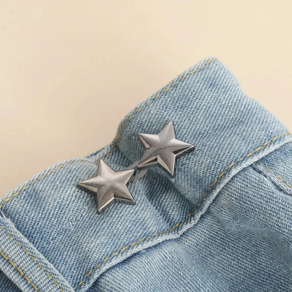 2PCS Small Star Buckle Adjustment Waist Tighten Adjustable Waist Buckle Jeans Waist Adjustable Tool for Pants and Skirts