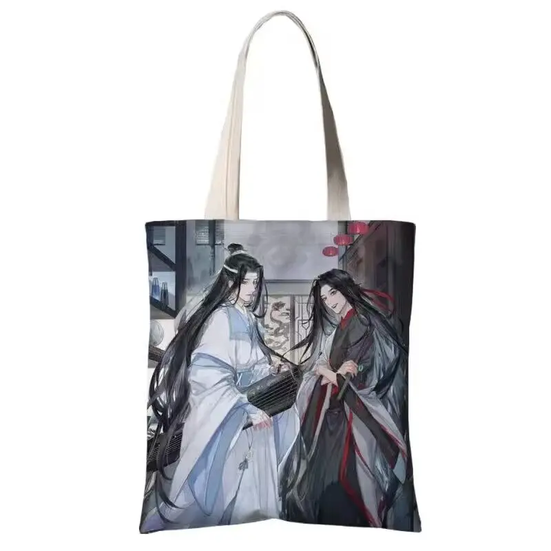 Mo Dao Zu Shi Cartoon Canvas Shoulder Bag Anime Grandmaster of Demonic Cultivation Cosplay Cute Casual Shopping Bag Handbag Gift