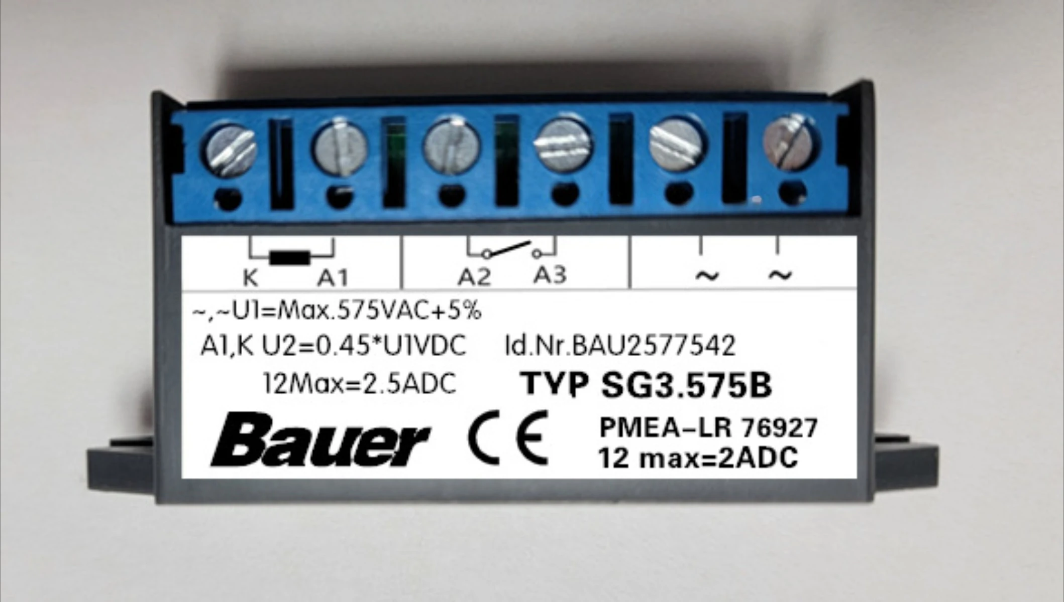 For Bauer Typ SG 3.575B BAU2577542 U1=max.575VAC+5% Rectifier