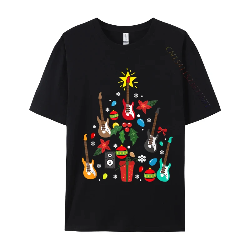 Bass Guitar Christmas Tree Guitar Player Musician Pajamas  T-Shirt Graphic Print Tops Men Hip Hop Tee Clothes T Shirt