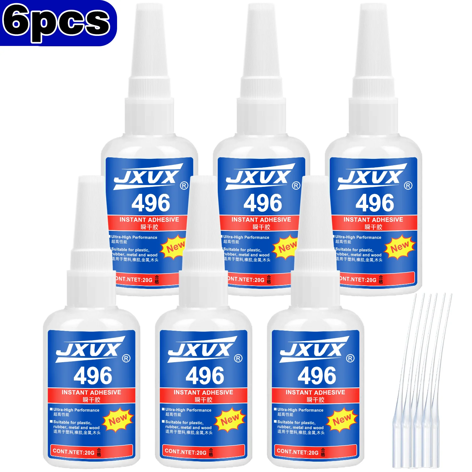 JXVX 496 Superkleber, universeller starker Reparaturkleber, Autoreparatur für Stoßstangen, Rückspiegelbasis, Reparatur von Beschädigungen und Rissen, Autokarosserie, Kunststoff.