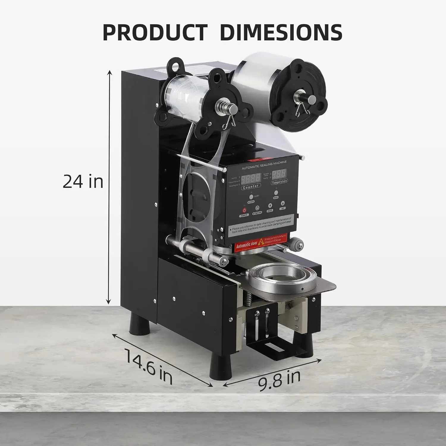 商業用カップシーラー 90/95mm デジタル制御カップカウンター 漏れ防止デュアルモード 500-650カップ/時間 バブルティーコーヒーショップ用