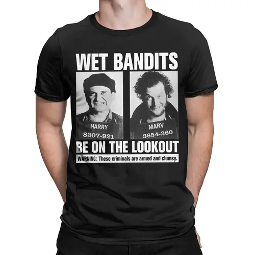 Imagen 2 del producto Camiseta Home Alone Wet Bandits para hombre, Camiseta Vintage de algodón puro, camiseta de manga corta con cuello redondo, Tops estampados