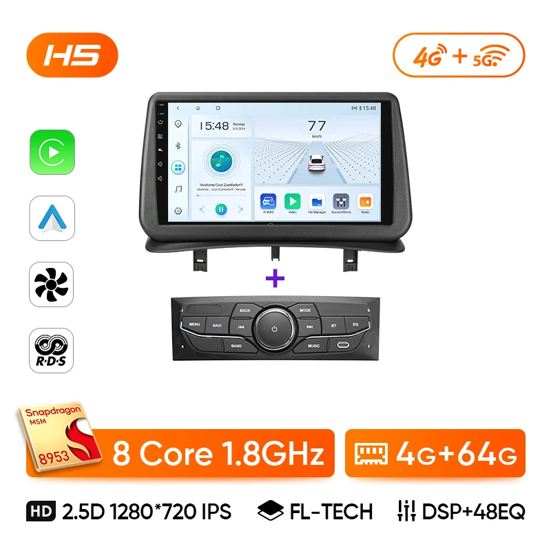 Ainavi Autoradio voor Renault Clio 3 2005-2014 Draadloze CarPlay Android Auto 4G Multimedia Speler Navigatie GPS 2din Autoradio