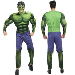 Halloween Party Costumes Kid's Green Giant Muscle Model Clothing,CosplayJumpsuits And Hulk Masks, Children Adult Cosplay Clothes