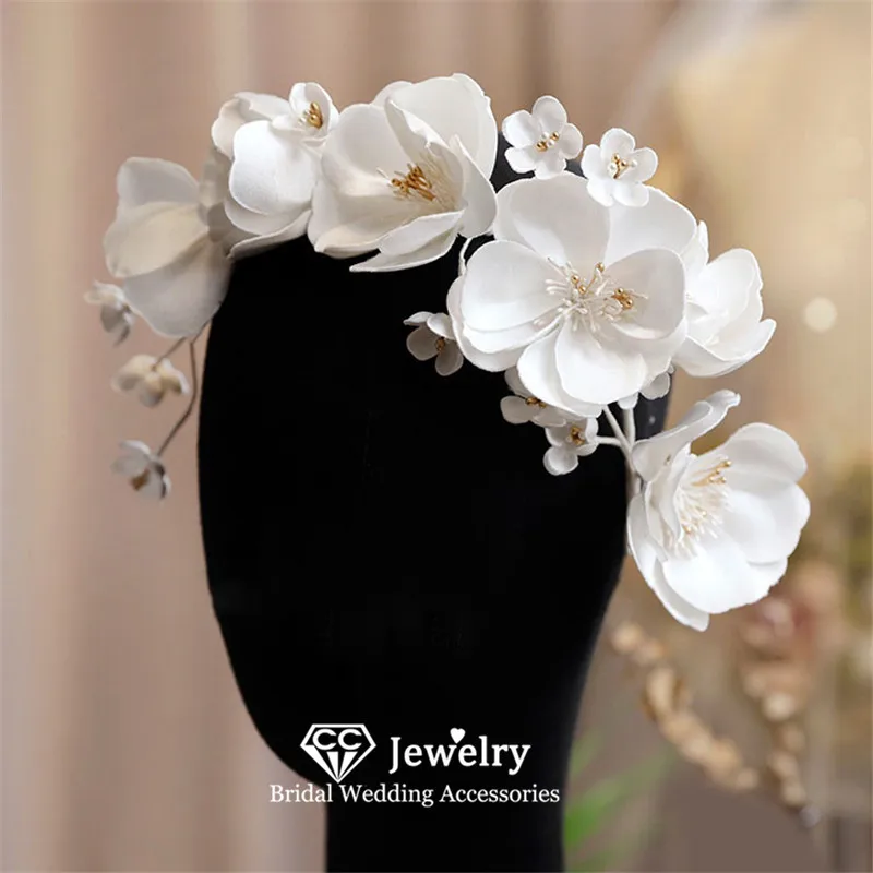 

CC Flower Shape Hairbands Wedding Hair Accessories Women Hairwear Engagement Headdress Bridal Headbands Princess Headpiece AN255