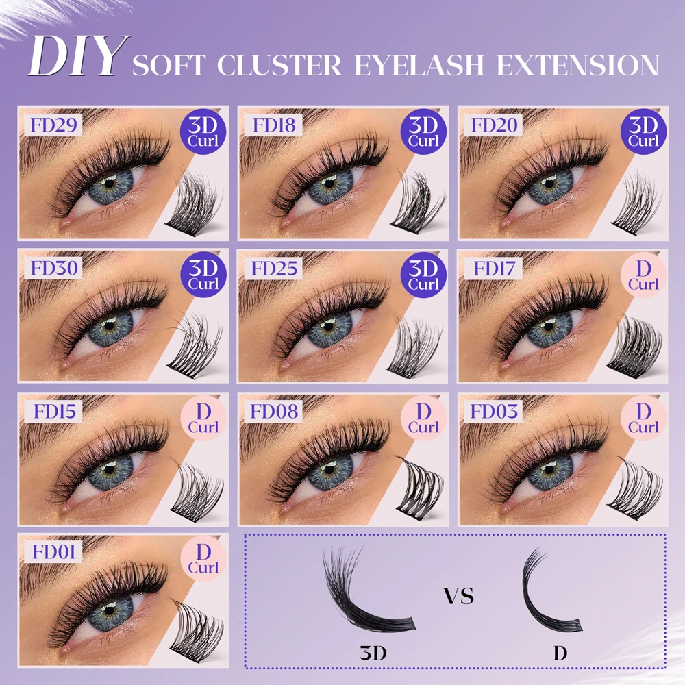 CILLOPHY القط العين كاذبة رمش تمديد DIY بها بنفسك لاش سلسلة رقيق لينة وسهلة التشغيل الرموش تمديد حزمة ماكياج أداة