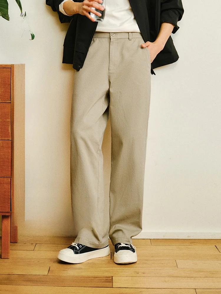 

Semir Men's Casual Straight Leg Cotton Pants Thin Summer New Style High Waist Fit Spring Autumn Wear Daily Basic Color