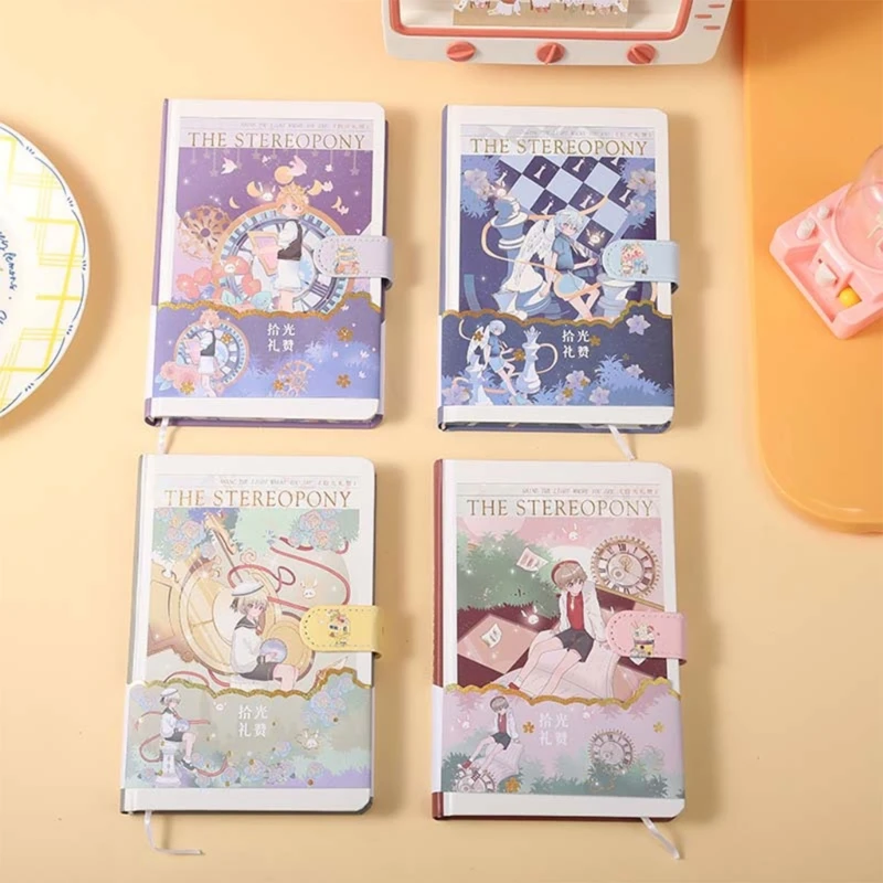 448F 4PCS Anime Notebooks Japanese Manga Stationary Design for Boys Girls Diary