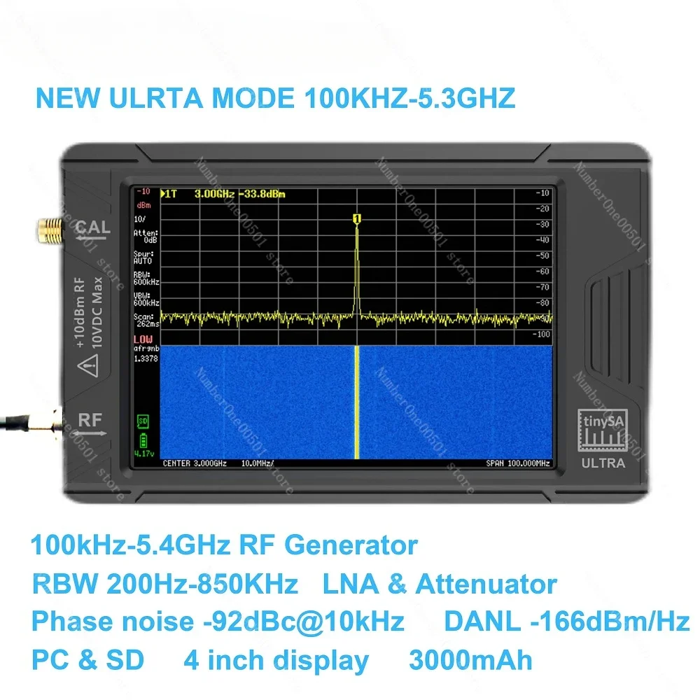 SA 2023 k-100GHz RF Signal Generator Portable Small Spectrum Analyzer 4-inch Screen 5.3mAh Battery