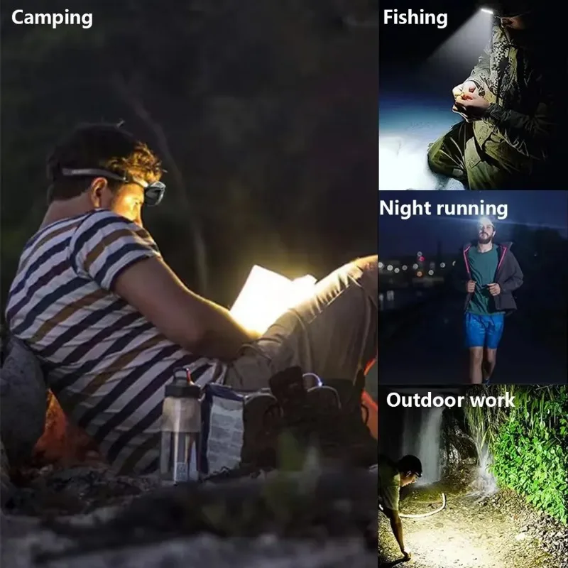 Lightweight Smart Sensor Headlamp Rechargeable Super Bright Flashlight Porable Camping Headlight Emergency Work Lamp for Fishing