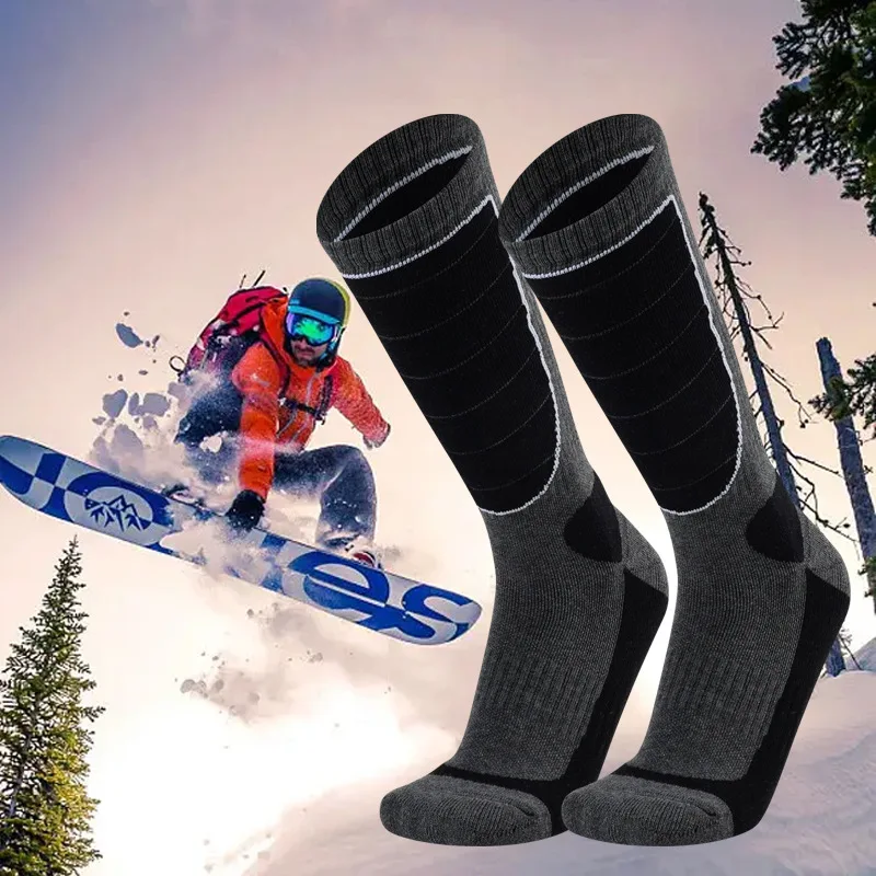 1 Pair Unisex Professional Ski Socks–Fall/Winter Thermal Warmth|Moisture-Wicking&Versatile Style|Plush Terry Sole for Skiing