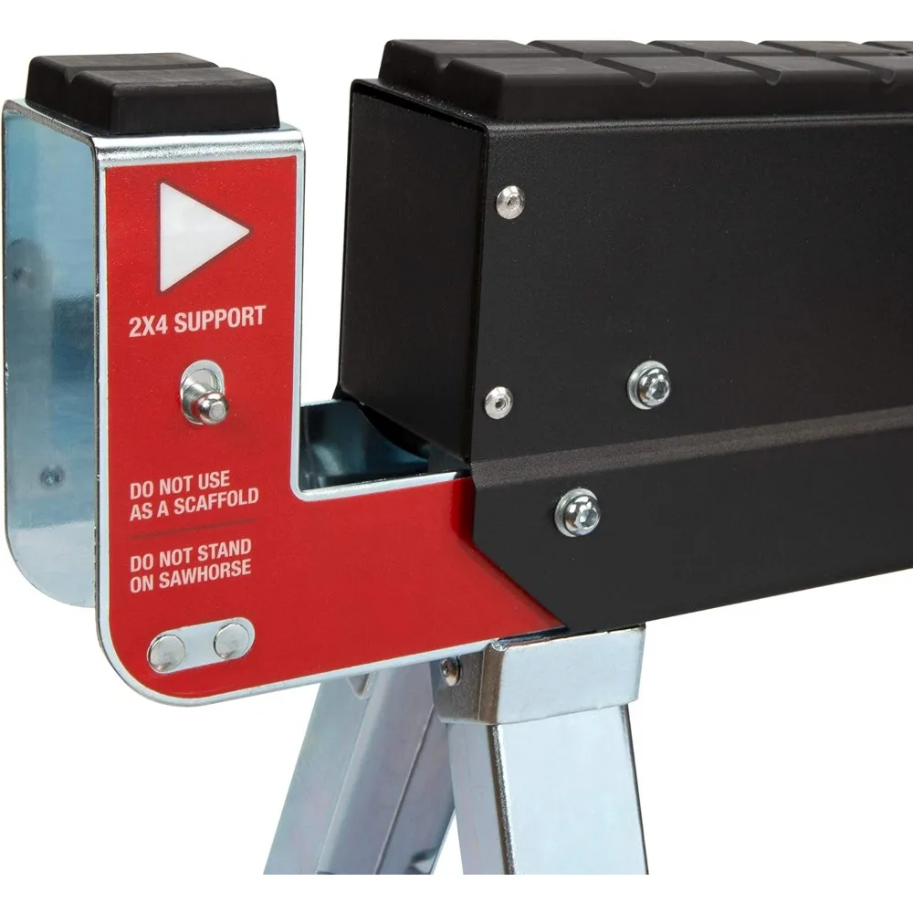 مجموعة من أشرطة قابلة للطي بارتفاع قابل للتعديل مكونة من قطعتين، هيكل فولاذي متين، دعم طاولة 2 × 4، طاولة عمل محمولة مع قابلة للطي #4