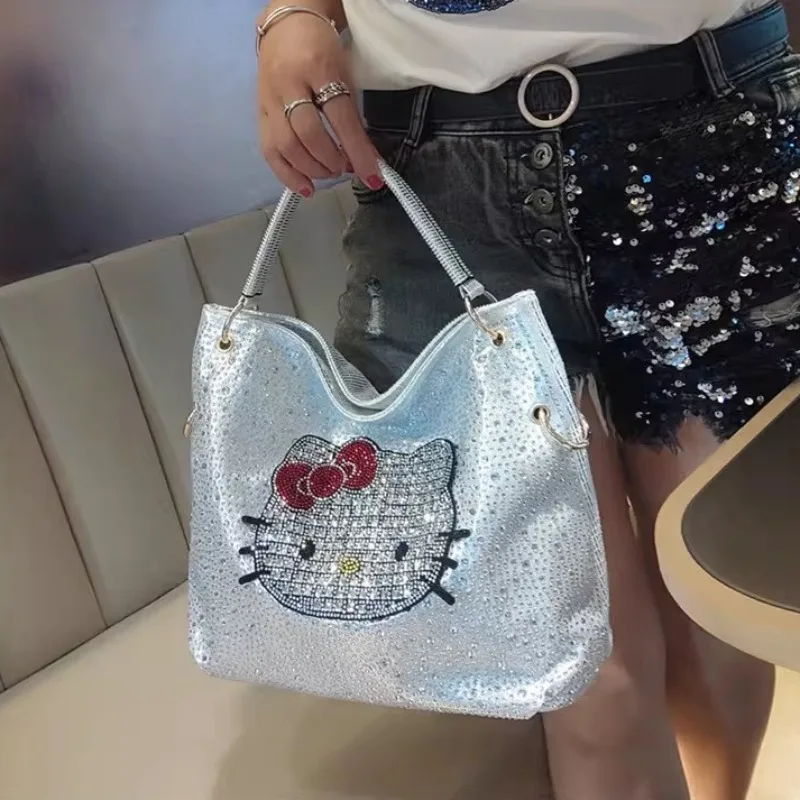 

Hello Kitty Luxury Purse Handbag for Women Genuine Leather New Casual Large Capacity Fashionable Cute Commute Tote Bag