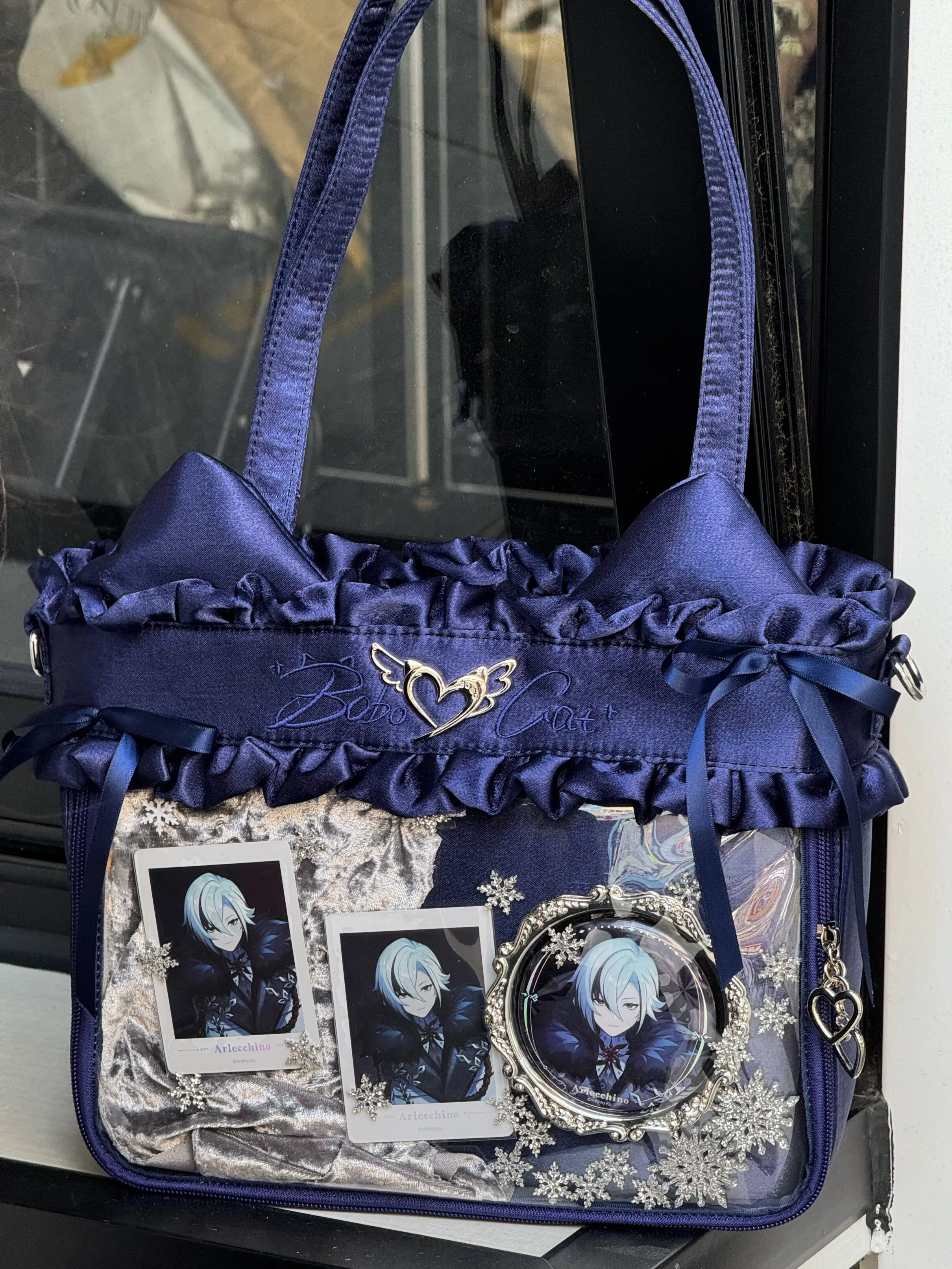 Japanese Original Subculture Y2k Daily Versatile Portable Shoulder Oblique Straddle Bag Women's Satin Lolita Cat Ear Lta Bag