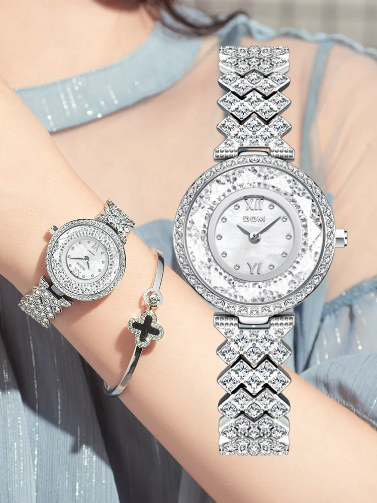 DOM watch Luxury fashion full diamond watch Steel tape waterproofing ladies watch G-1349D-7M