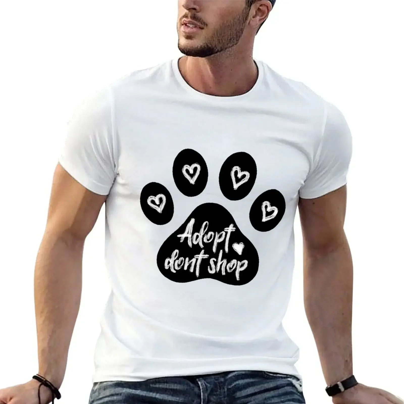 

Adopt don't shop T-Shirt cute tops croswit shirt man Clothing t shirts for men cotton