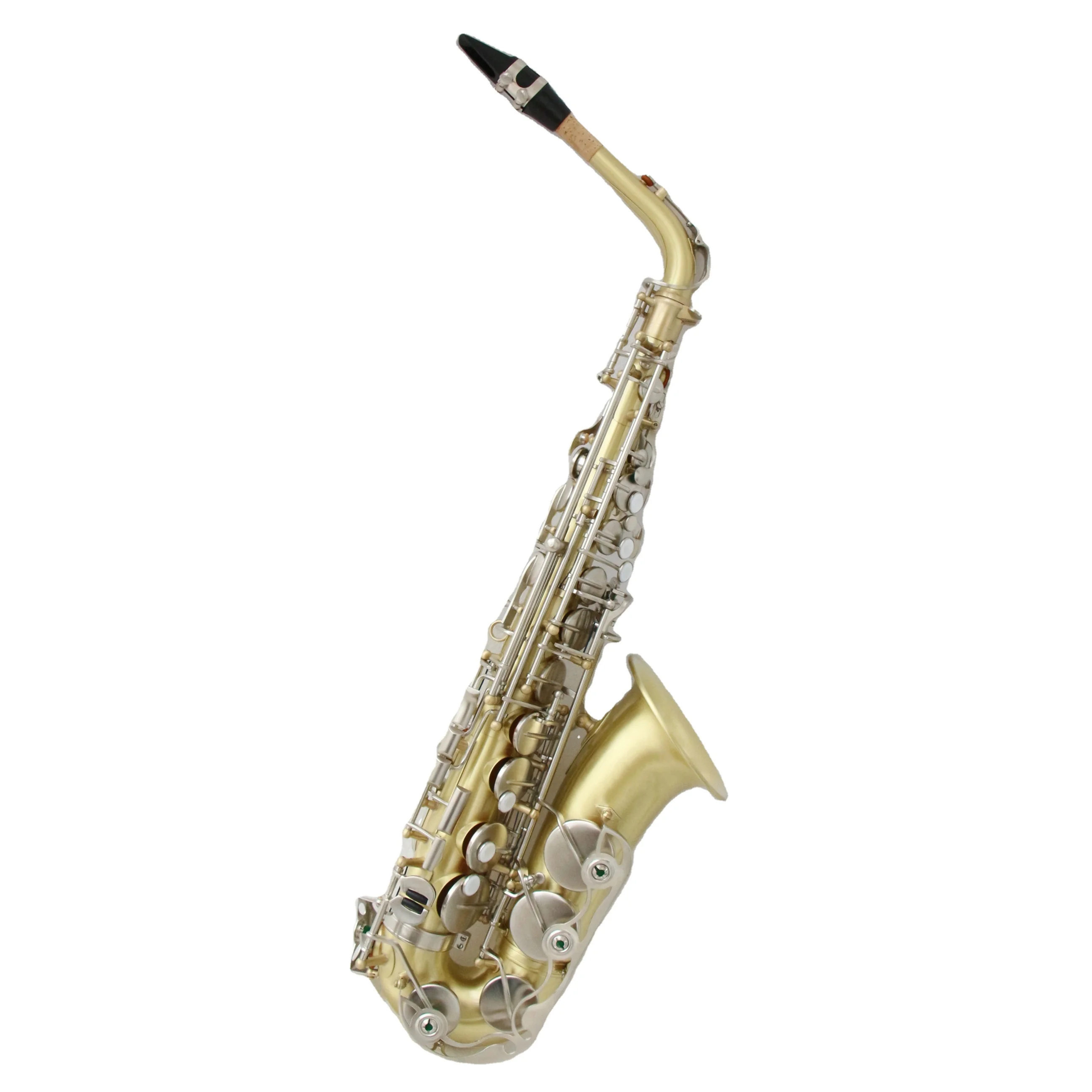 Top quality alto saxophone wholesale Gold Brush Body Nickel Brush Keys professional saxophone alto