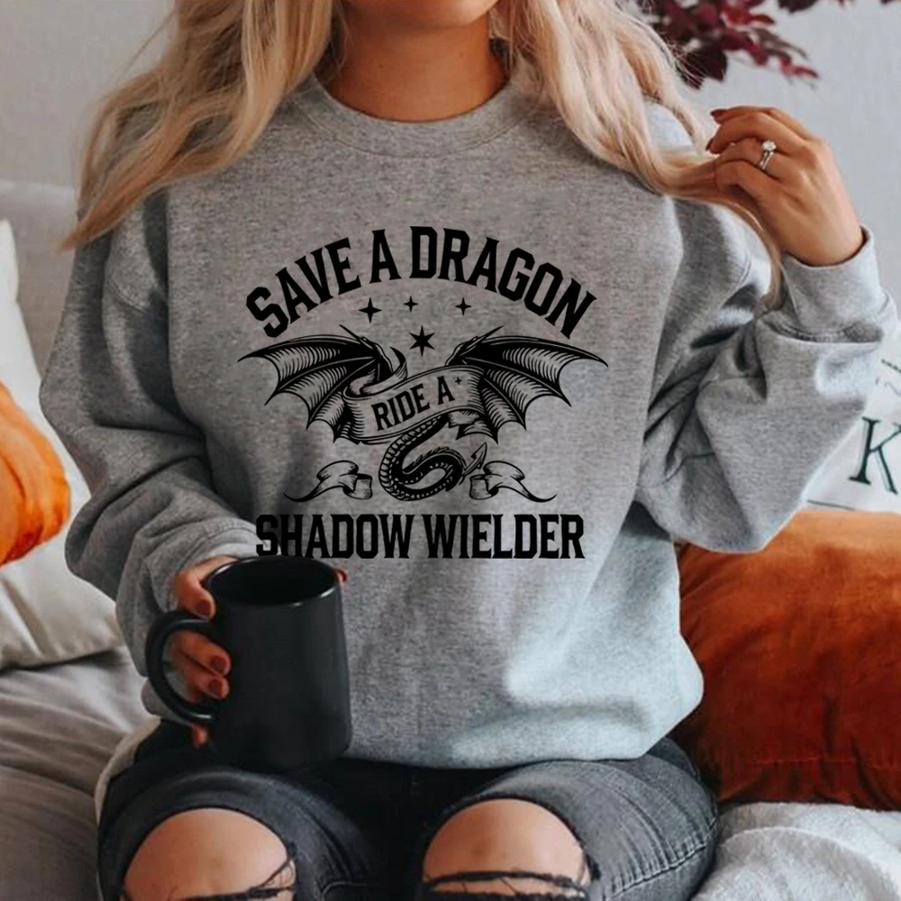 

Save A Dragon Ride A Shadow Wielder Sweatshirt Fourth Wing Shirt Unisex Long Sleeve Sweatshirts Dragon Lover Hoodie Bookish Gift