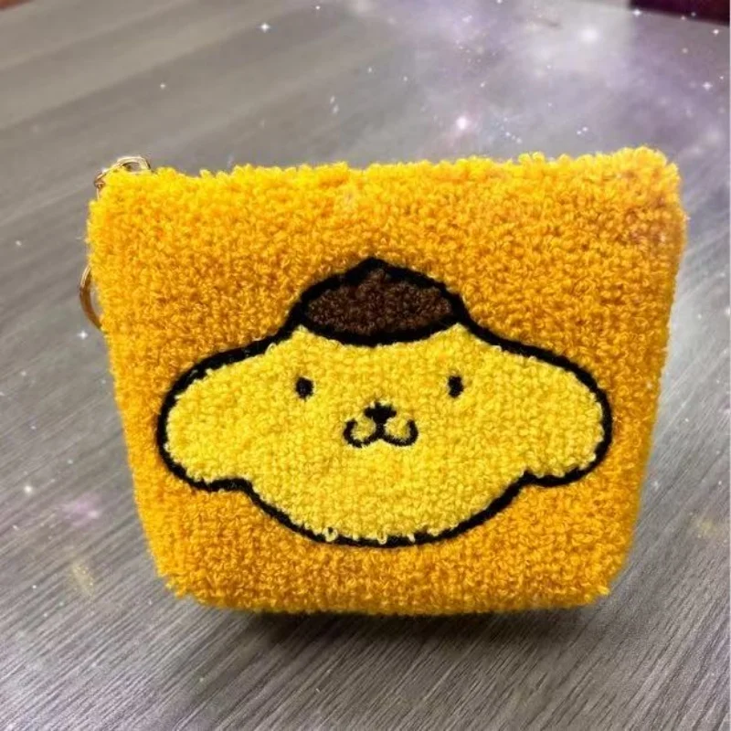 10cm sanrio hello kitty bolsa de armazenamento de moedas de pelúcia dupla camada zíper mochila pendurado chaveiro decoração amigo presente de natal