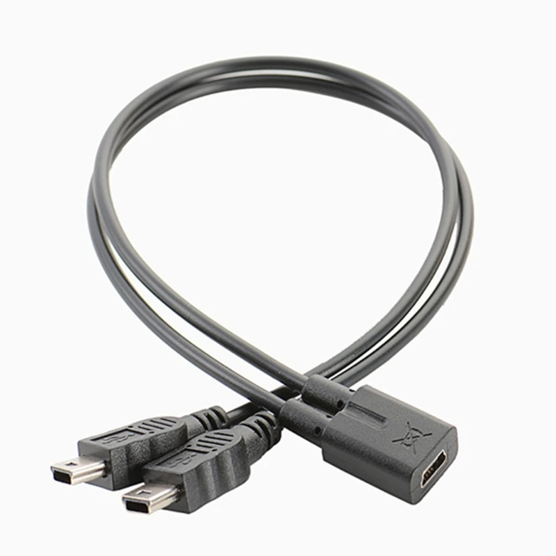 Mini USB 1 to 2 Y Splitter Cable USB 2.0 Female to 2 Male Converter 5-Pin Compact Desktop Computer Peripheral Adapter